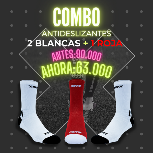 Combo x3 Antideslizantes 2 Blancas + 1 Roja