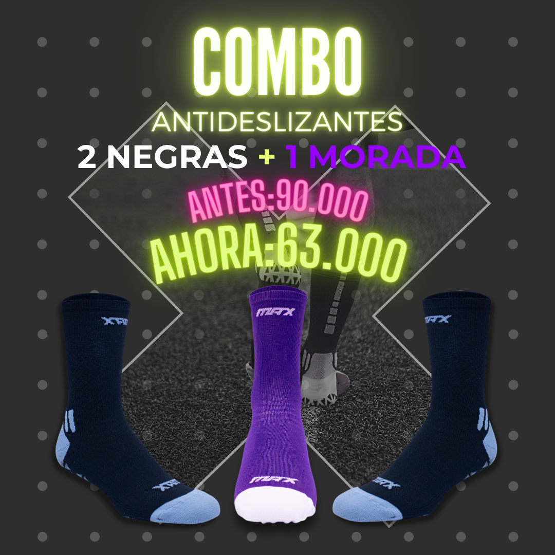 Combo x3 Antideslizantes 2 Negras + 1 Morada