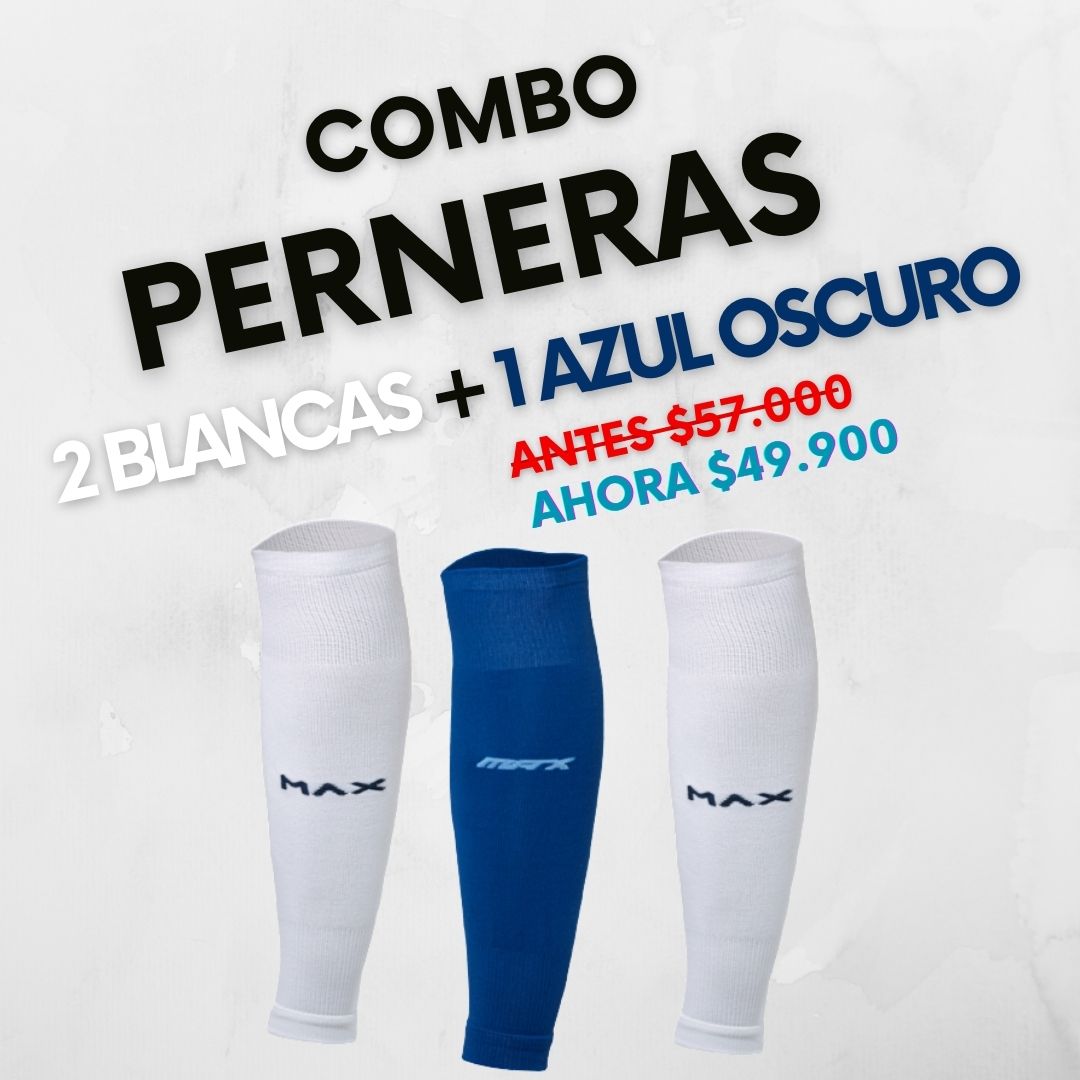 Combo Perneras x3 (2 Blancas + 1 Azul Oscuro)