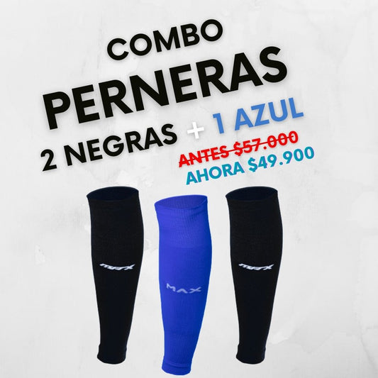 Combo Perneras x3 (2 Negras + 1 Azul)